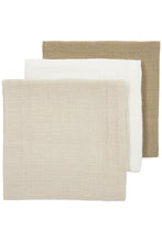 Afbeelding in Gallery-weergave laden, Meyco PRE-WASHED HYDROFIELE DOEKEN 3-PACK UNI - OFFWHITE/SOFT SAND/TAUPE - 70X70CM