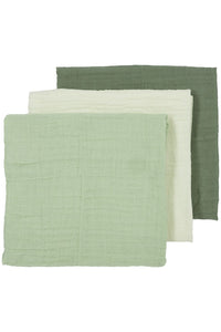 Meyco PRE-WASHED HYDROFIELE DOEKEN 3-PACK UNI - OFFWHITE/SOFT GREEN/FOREST GREEN - 70X70CM