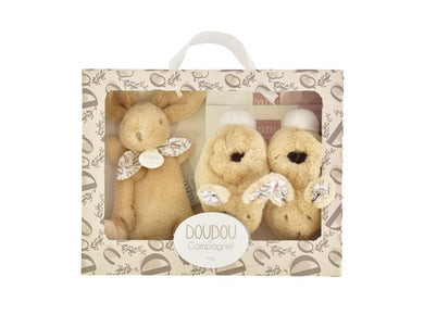 Doudou Coffret Chaussons et Doudou Beige