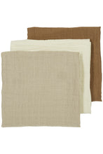 Afbeelding in Gallery-weergave laden, Meyco PRE-WASHED HYDROFIELE DOEKEN 3-PACK UNI - OFFWHITE/SAND/TOFFEE - 70X70CM