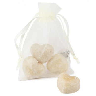 Organza zakje met 3x amberblokje hart sultan