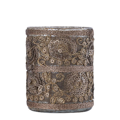 PTMD - Nashvin Brown glass tealight fabric sequins M