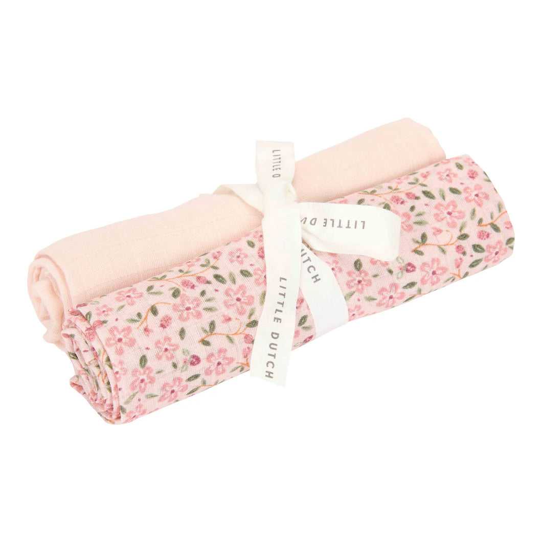 Little Dutch Swaddle Doeken - (Set van 2) - 70 x 70 cm - Hydrofiel - Fairy Floral/Blossom (Set van 2