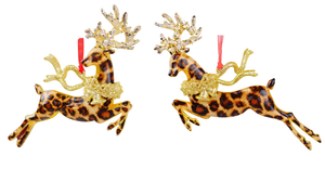 6" LEOPARD REINDEER ORNAMENT x 2