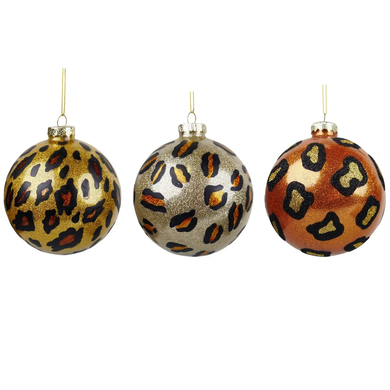 100MM LEOPARD GLASS BALL ORNAMENT - Keuze uit 3 kleuren