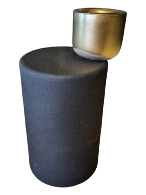 Mansion - 2part candleholder tex black/matt brass 8.5*16
