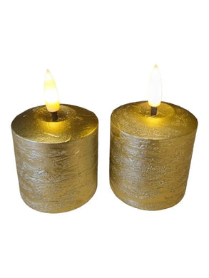Mansion - box of 6 Led candles 5*5cm metallic gold