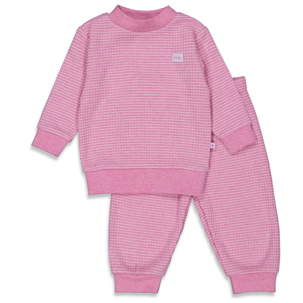 Feetje Pyjama wafel - Roze Melange (maat 56 t/m 86)