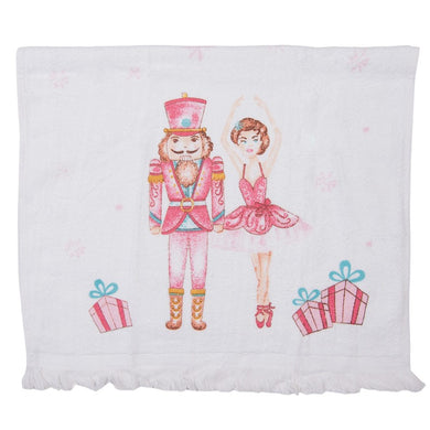 Gastendoekje 40x66 cm Wit Roze Katoen Notenkraker en balletdanseres Rechthoek Toilet Handdoek