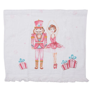 Gastendoekje 40x66 cm Wit Roze Katoen Notenkraker en balletdanseres Rechthoek Toilet Handdoek