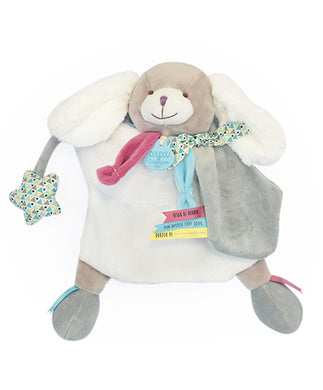 Doudou Handpop Hond Toopi jongen grijs - 28 cm