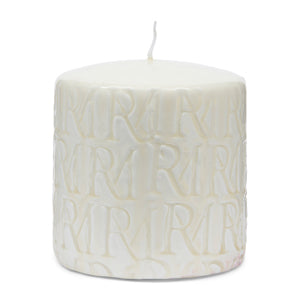 Riviera Maison - RM Monogram Pillar Candle white 9,5x10