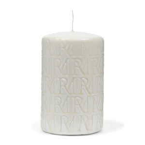 Riviera Maison - RM Monogram Pillar Candle white 9,5x15