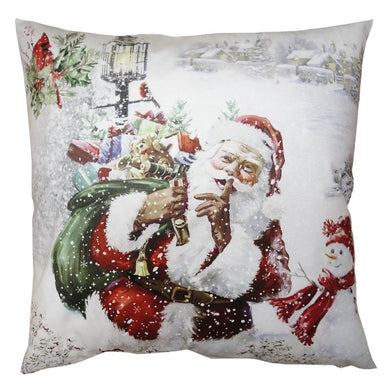 Kussenhoes 45x45 cm Wit Rood Polyester Kerstman Sierkussenhoes