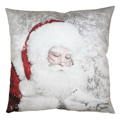 Kussenhoes 45x45 cm Wit Rood Polyester Kerstman Sierkussenhoes