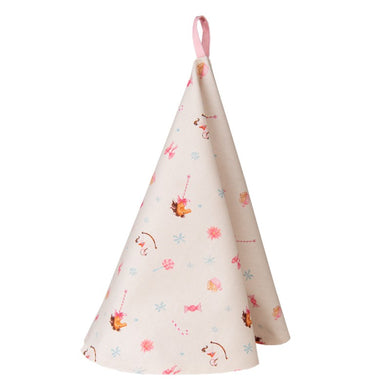 Theedoek Ø 80 cm Beige Roze Katoen Hobbelpaard Rond Keukenhanddoek