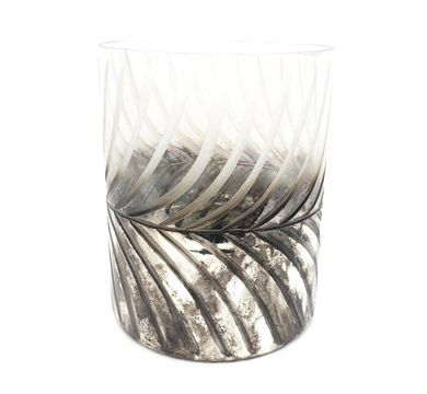Mansion - Glass Cilinder Leaf Cut 15*19cm Copper Antic