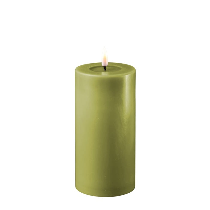 Olive Green LED Candle D: 7,5 * 15 cm