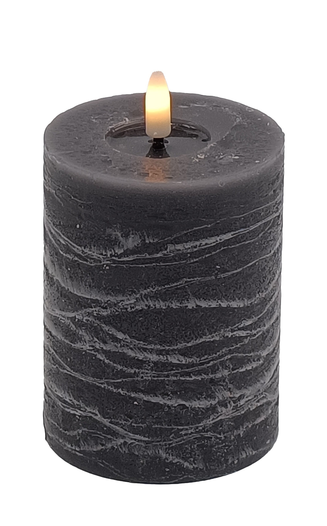 Mansion - Led Pillar Candle Grey Rustic 7.5*10cm