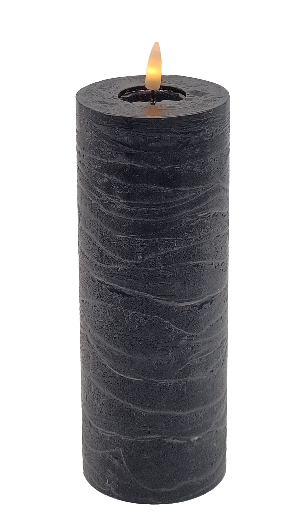 Mansion - Led Pillar Candle Black Rustic 7.5*20cm