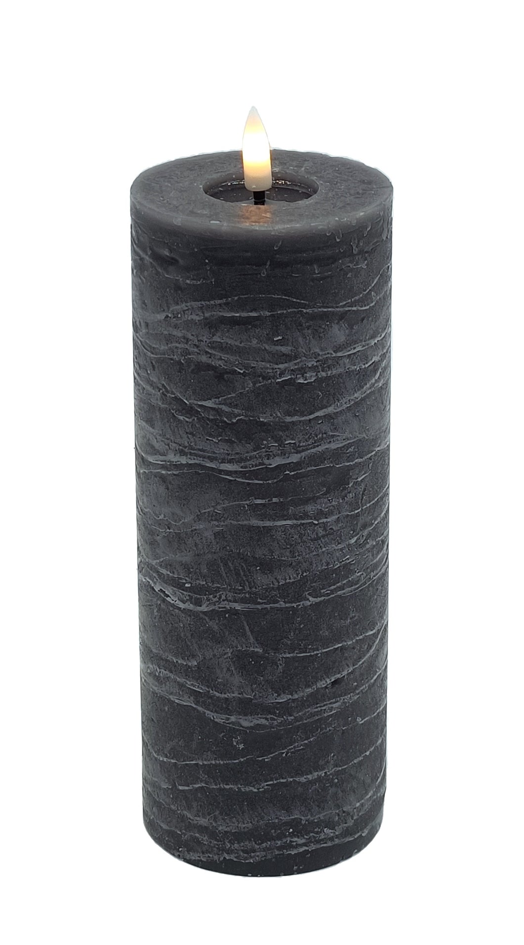 Mansion - Led Pillar Candle Grey Rustic 7.5*20cm