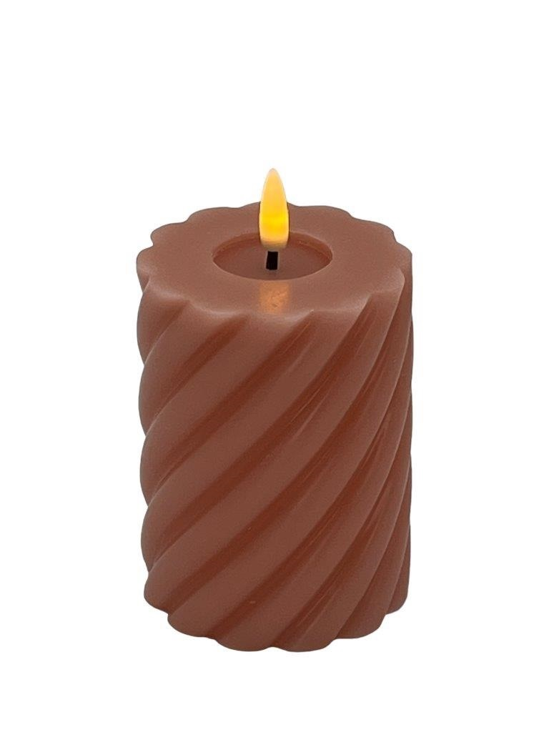 Mansion - Twisted Led Pillar Candle 7.5*10cm  Clay