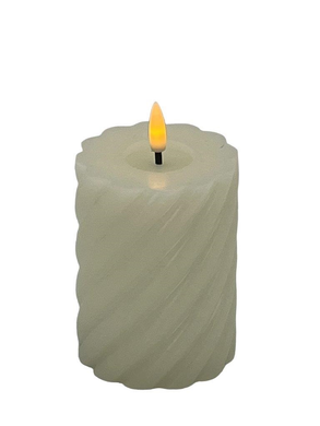 Mansion - Twisted Led Pillar Candle 7.5*10cm Ivory White