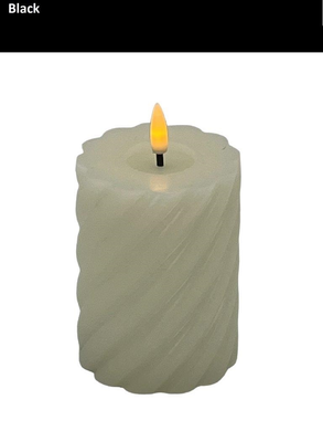 Mansion - Twisted Led Pillar Candle 7.5*10cm Black