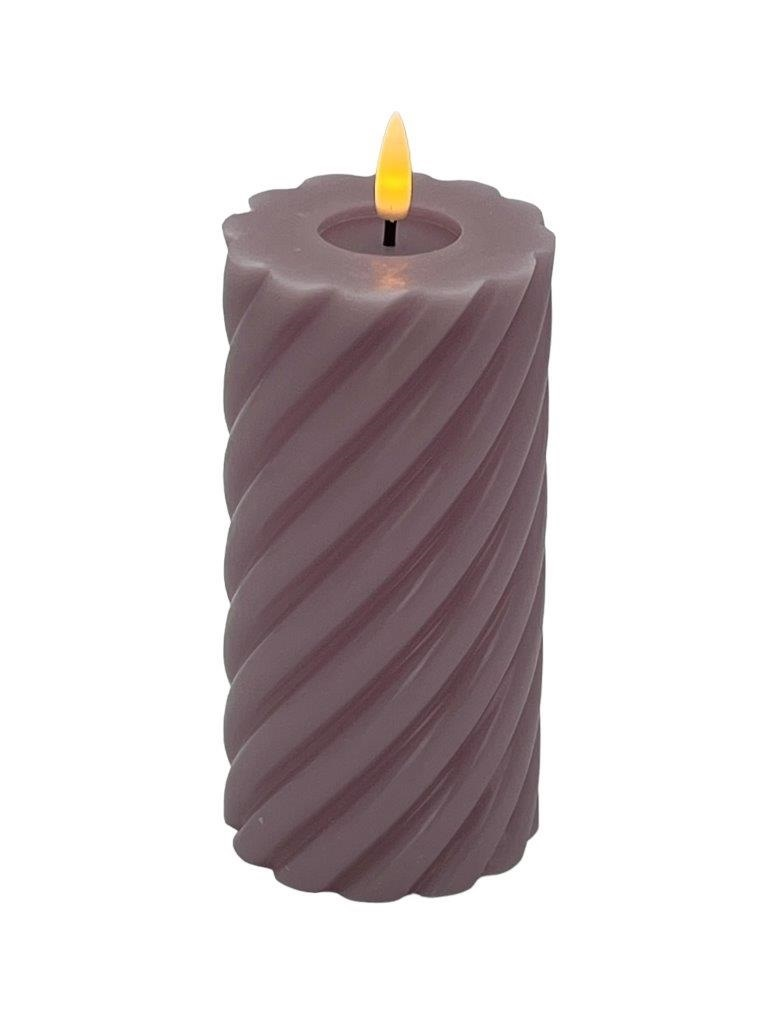 Mansion - Twisted Led Pillar Candle 7.5*15cm Lilac