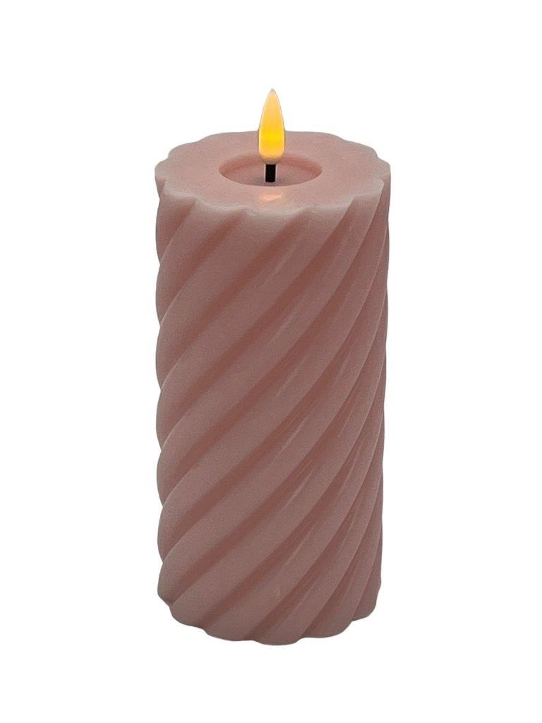 Mansion - Twisted Led Pillar Candle 7.5*15cm Pink Lotus