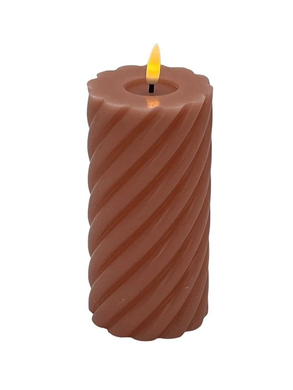 Mansion - Twisted Led Pillar Candle 7.5*15cm Clay