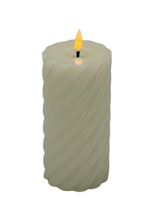 Mansion - Twisted Led Pillar Candle 7.5*15cm Ivory White