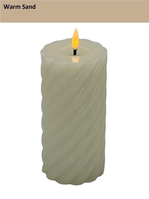 Mansion - Twisted Led Pillar Candle 7.5*15cm Warm Sand