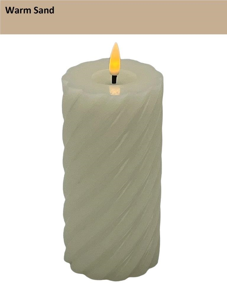 Mansion - Twisted Led Pillar Candle 7.5*15cm Warm Sand