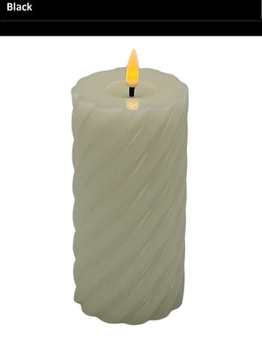 Mansion - Twisted Led Pillar Candle 7.5*15cm Black