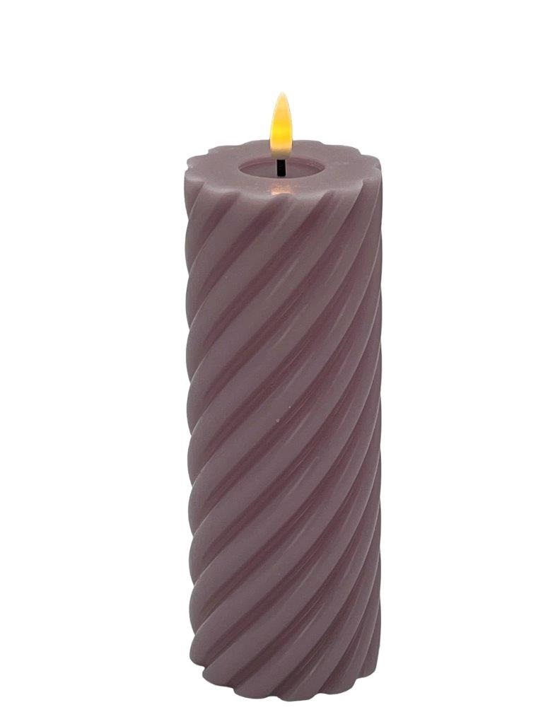 Mansion - Twisted Led Pillar Candle 7.5*20cm Lilac