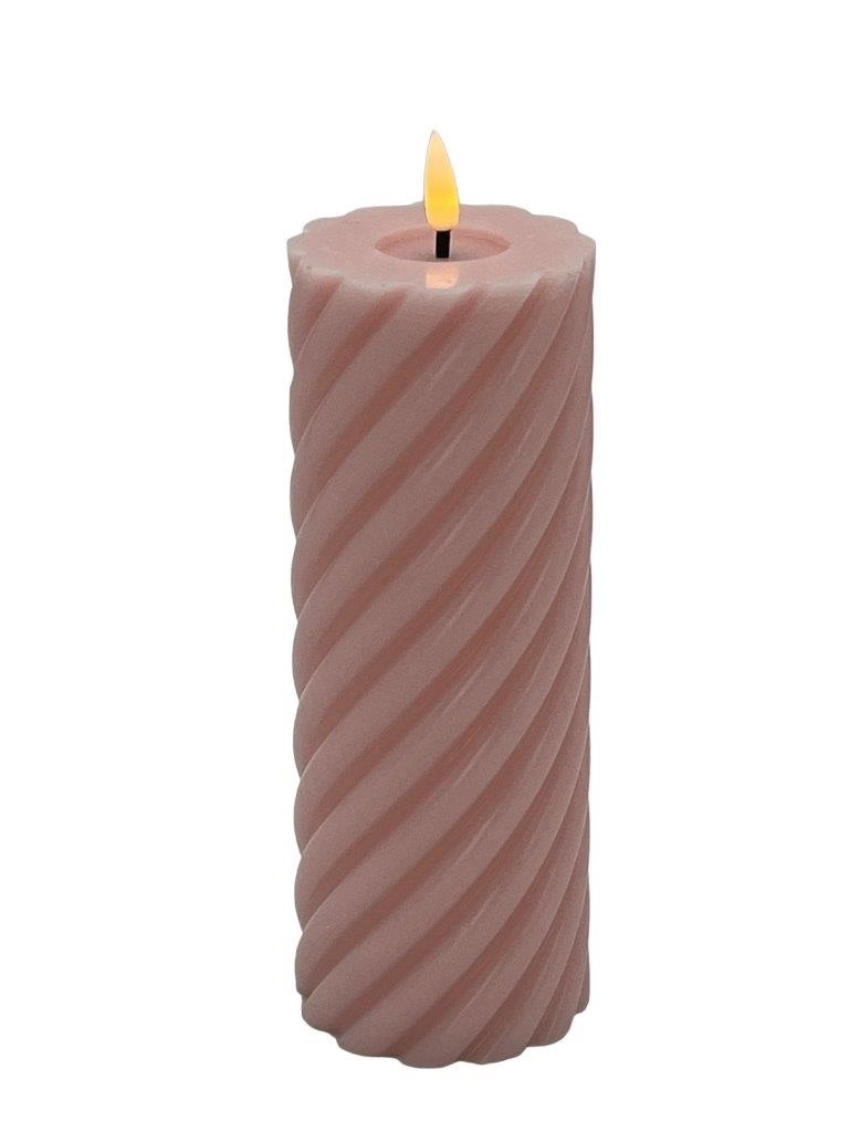 Mansion - Twisted Led Pillar Candle 7.5*20cm Pink Lotus
