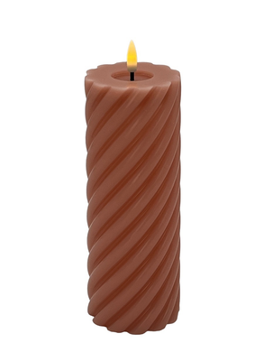 Mansion - Twisted Led Pillar Candle 7.5*20cm Clay