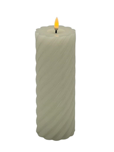 Mansion - Twisted Led Pillar Candle 7.5*20cm Ivory White