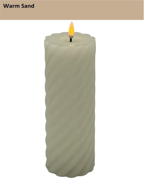 Mansion - Twisted Led Pillar Candle 7.5*20cm Warm Sand