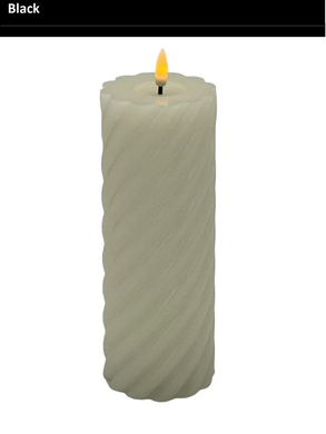 Mansion - Twisted Led Pillar Candle 7.5*20cm Black