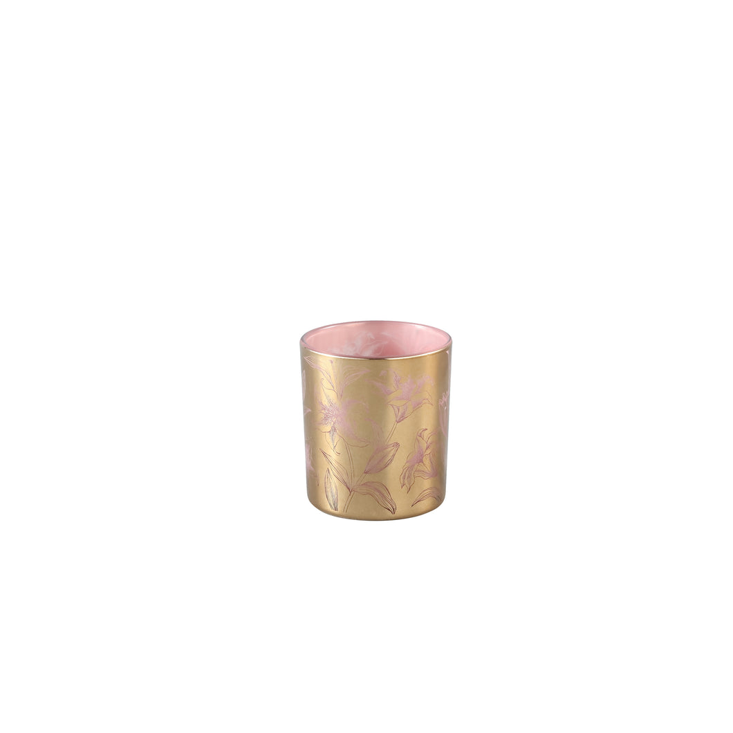 PTMD - Melody Gold glass tealight pink inside lily S