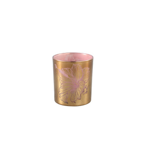 PTMD - Melody Gold glass tealight pink inside flower S