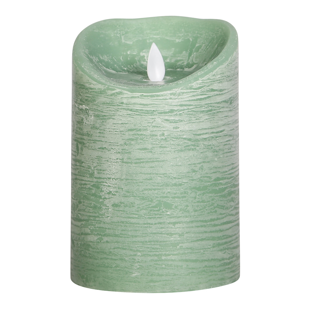PTMD - LED light candle Rustic green moveable flame 15x10