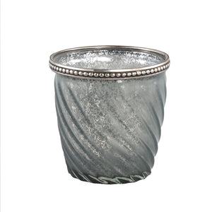 PTMD - Vieve Glass grey tealight spiral pattern round