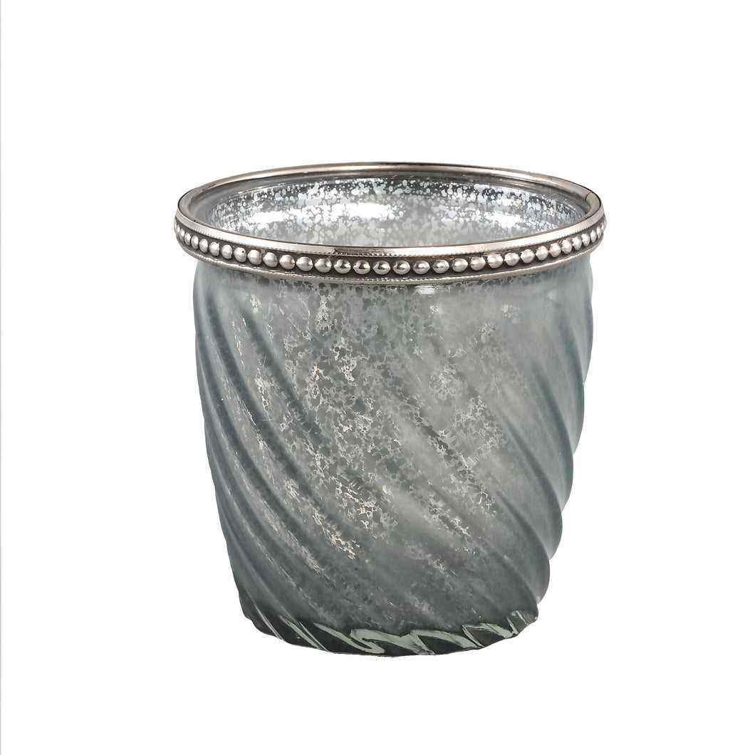 PTMD - Vieve Glass grey tealight spiral pattern round