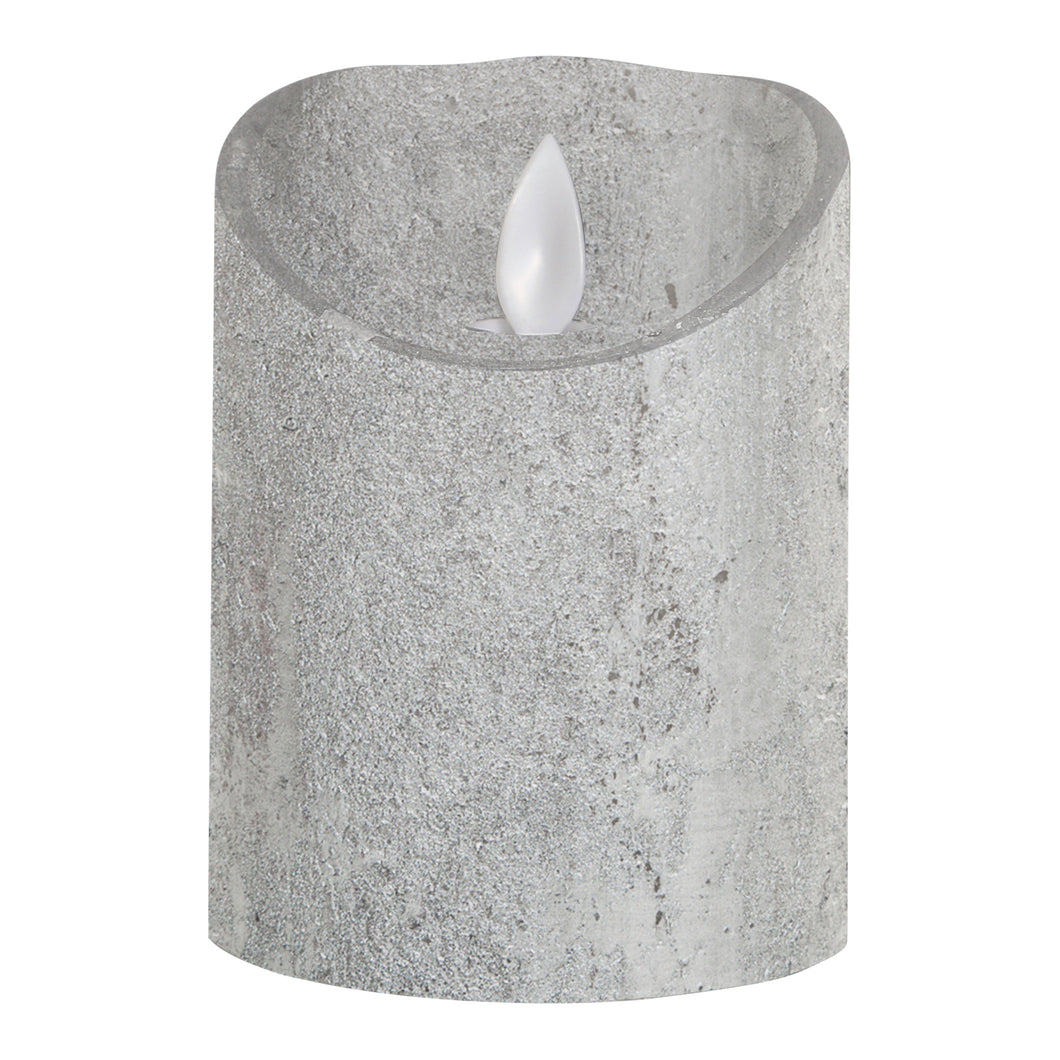 PTMD - LED Light Candle rustic silver moveable flame S