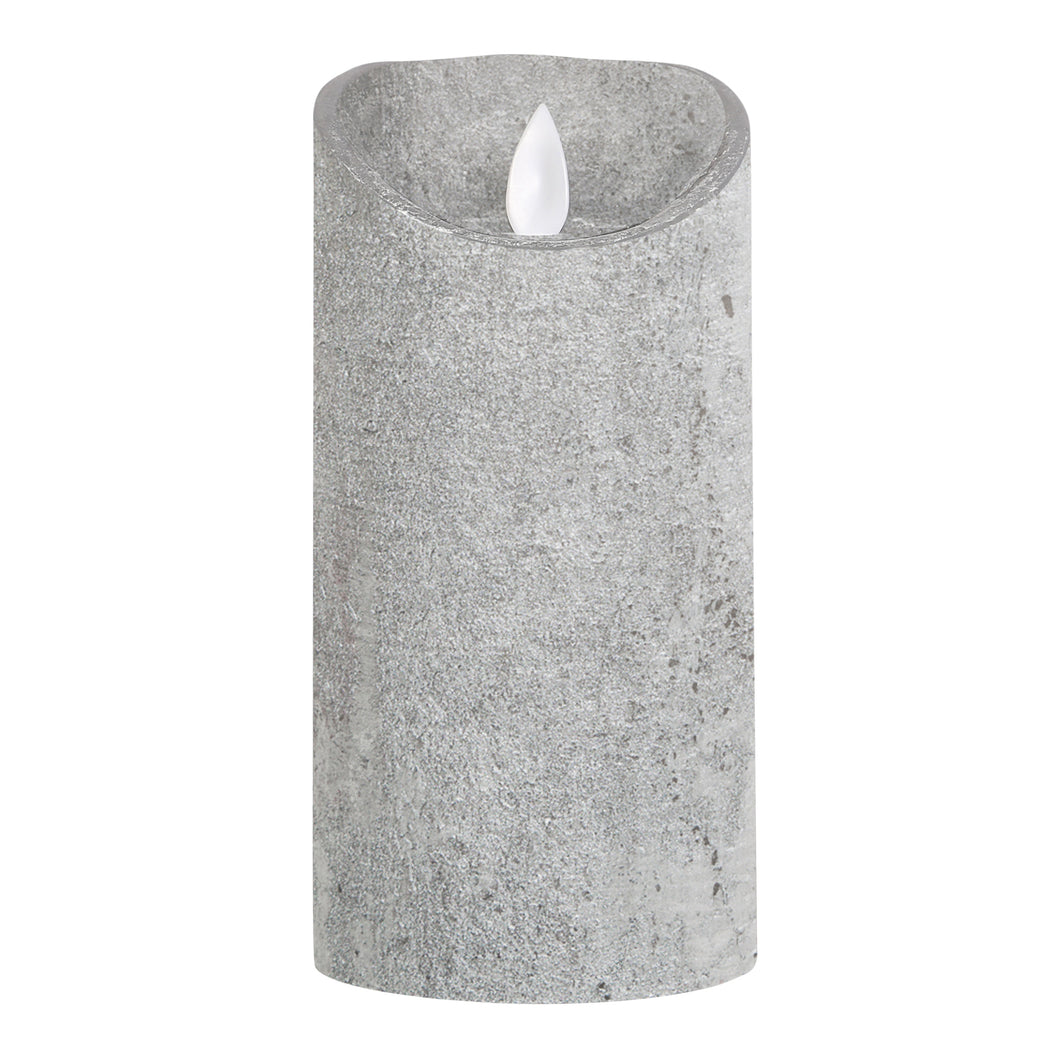 PTMD - LED Light Candle rustic silver moveable flame M