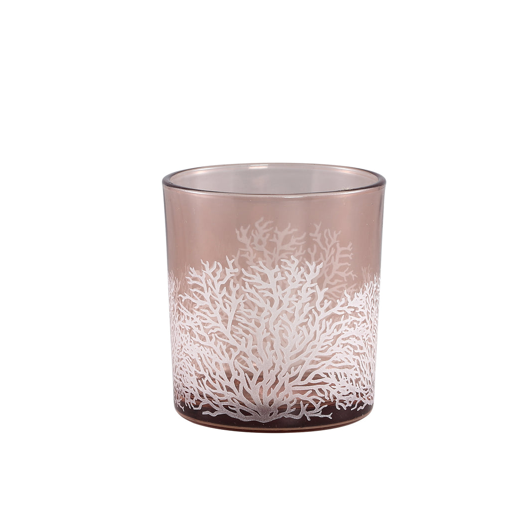 PTMD - Kamil Pink glass tealight bush print round S