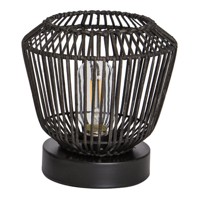 PTMD - Adela Black rattan LED table lamp round
